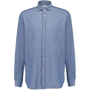 Boglioli, Heren, Overhemden, Blauw, Maat: 2XL Katoen,