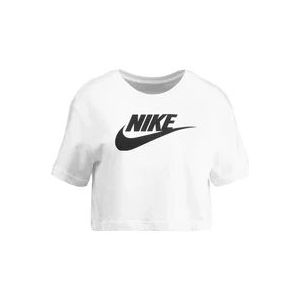 Nike Essentiële Witte Katoenen T-Shirt , White , Dames , Maat: L