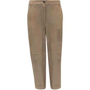 Antonelli Firenze, Dames, Broeken, Beige, Maat: L Suède,
