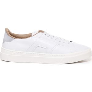 Santoni Roomkleurig Suède Veterschoenen , White , Heren , Maat: 43 EU