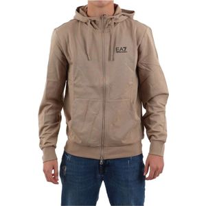 Emporio Armani Ea7, Heren, Sweatshirts & Hoodies, Bruin, Maat: 2XL Katoen,