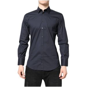 Dolce & Gabbana, Heren, Overhemden, Blauw, Maat: M Katoen,