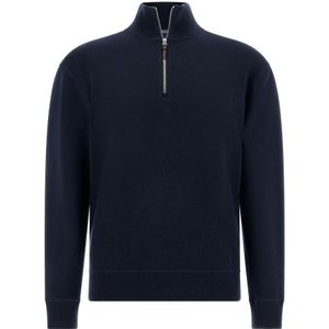 Boggi Milano - Wol/Kasjmier Halve Rits Trui - Blauw - Heren