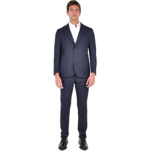 Franzese Collection, Heren, Pakken, Blauw, Maat: L Wol,