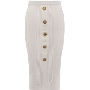 Balmain Witte Rok met Elastische Tailleband , White , Dames , Maat: S