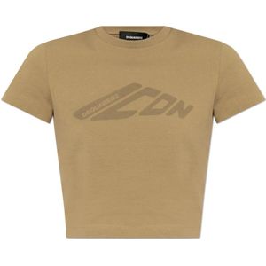 Dsquared2, Dames, Tops, Beige, Maat: L Katoen,