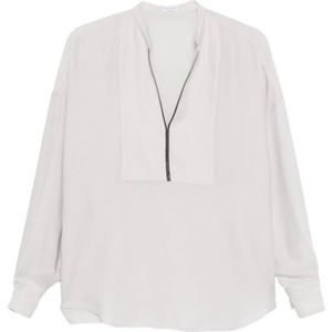 Brunello Cucinelli, Dames, Blouses & Shirts, Grijs, Maat: M Zijde,