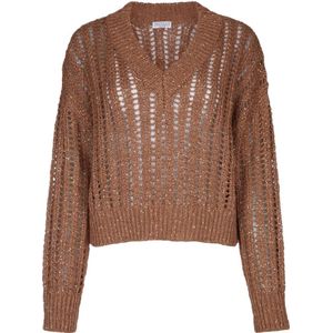 Brunello Cucinelli, Dames, Truien, Bruin, Maat: L