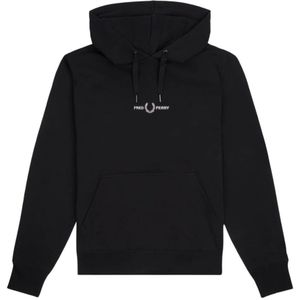 Fred Perry, Heren, Sweatshirts & Hoodies, Zwart, Maat: M Katoen,