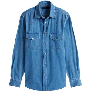 Tommy Hilfiger, Heren, Overhemden, Blauw, Maat: XL Denim,