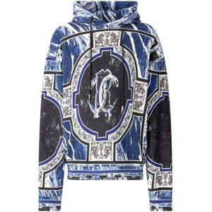 Roberto Cavalli, Heren, Sweatshirts & Hoodies, Blauw, Maat: S Katoen,