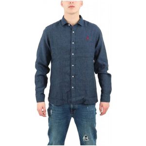 U.s. Polo Assn., Heren, Overhemden, Blauw, Maat: 3XL Linnen,