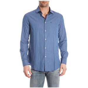 Armani Jeans, Heren, Overhemden, Blauw, Maat: XL Katoen,
