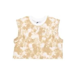 Nike Wave Dye Cropped Tee - Sportkleding voor dames , Beige , Dames , Maat: M