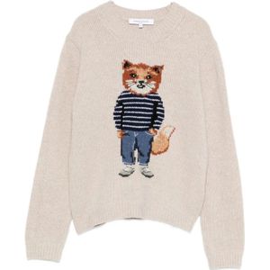 Maison Kitsuné, Dames, Truien, Beige, Maat: M