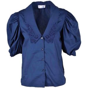 Weili Zheng, Dames, Blouses & Shirts, Blauw, Maat: M Katoen,