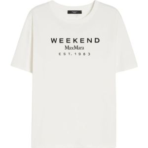 Max Mara - T-Shirt - Off White - Katoen - Ronde Hals - Korte Mouwen