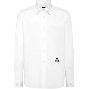 Philipp Plein, Heren, Overhemden, Wit, Maat: M Katoen,