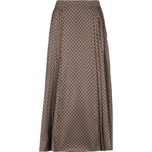 Balmain Mini monogram geplooide midi-rok , Brown , Dames , Maat: XL