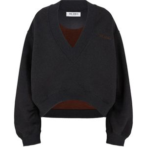 The Attico - Sweatshirt - Zwart - Katoen - V-hals - Oversized Fit