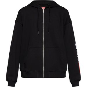 Diesel, Heren, Sweatshirts & Hoodies, Zwart, Maat: 3XL Katoen,