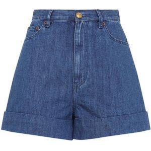 Valentino, Dames, Korte broeken, Blauw, Maat: W27 Katoen,