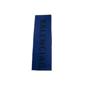 Balenciaga Tweekleurige Macro Sjaal in Zwart en Marineblauw , Blue , Heren , Maat: ONE Size