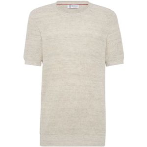 Brunello Cucinelli, Heren, Truien, Beige, Maat: M Jute,