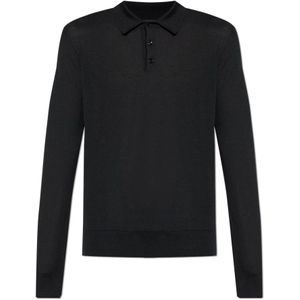 Dolce & Gabbana - Kasjmier Lange Mouw Polo - Zwart