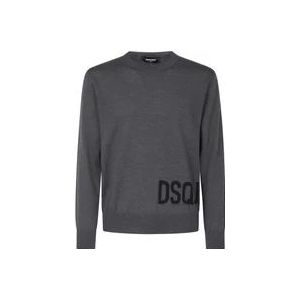 Dsquared2 Grijze Crewneck Sweaters , Gray , Heren , Maat: XL