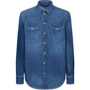 Dondup, Heren, Overhemden, Blauw, Maat: L Denim,