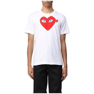 Comme des Garçons Play, Heren, Tops, Wit, Maat: L Katoen,