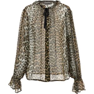Ganni, Dames, Blouses & Shirts, Veelkleurig, Maat: XS Chiffon,