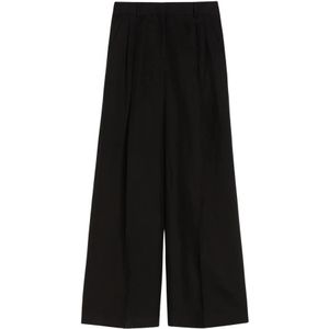 Weekend Max Mara, Dames, Broeken, Zwart, Maat: M Linnen,