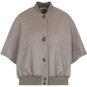 Max Mara, Dames, Jassen, Grijs, Maat: M/L Kasjmier,