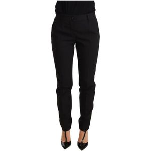 Dolce & Gabbana, Dames, Broeken, Zwart, Maat: 3XS Wol,
