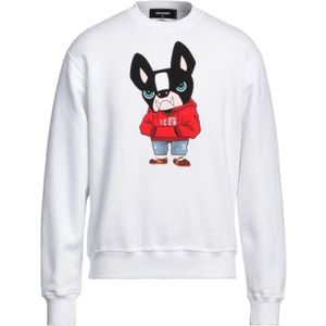 Dsquared2, Heren, Sweatshirts & Hoodies, Wit, Maat: 2XL Katoen,