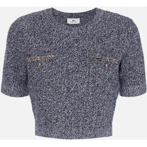 Elisabetta Franchi, Dames, Truien, Grijs, Maat: 2XL