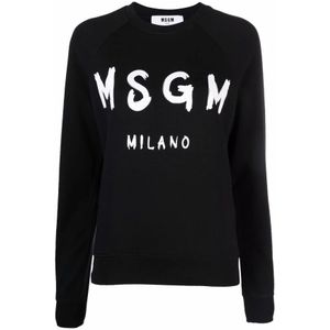 Msgm, Dames, Sweatshirts & Hoodies, Zwart, Maat: XS Katoen,