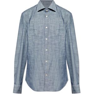 Eleventy, Heren, Overhemden, Blauw, Maat: L Katoen,