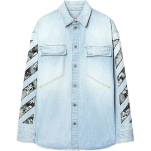 Off White, Heren, Overhemden, Blauw, Maat: M Denim,