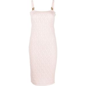 Fendi Blush Pink Zomerjurk met Debossed Logo , Pink , Dames , Maat: S