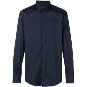 Dolce & Gabbana, Heren, Overhemden, Blauw, Maat: XS Katoen,