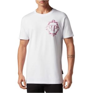 Philipp Plein, Heren, Tops, Wit, Maat: S Katoen,