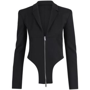 Ssheena, Dames, Tops, Zwart, Maat: L Leer,