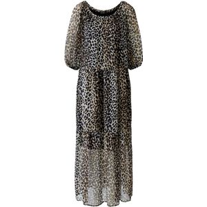 Oui - Jurk - Veelkleurig - Midi - Chiffon