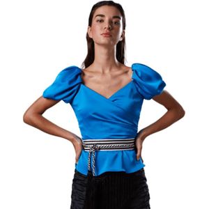Moskada, Dames, Tops, Blauw, Maat: 3XL Satijn,