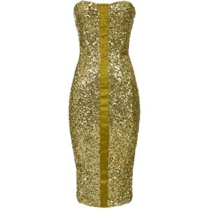 Elisabetta Franchi, Dames, Jurken, Groen, Maat: S Satijn,