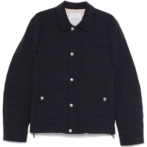 Brunello Cucinelli, Heren, Jassen, Blauw, Maat: S Zijde,