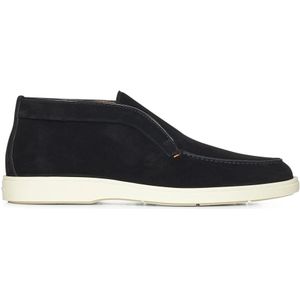 Santoni Zwarte Enkellaarzen met Schortstiksels , Black , Heren , Maat: 43 1/2 EU